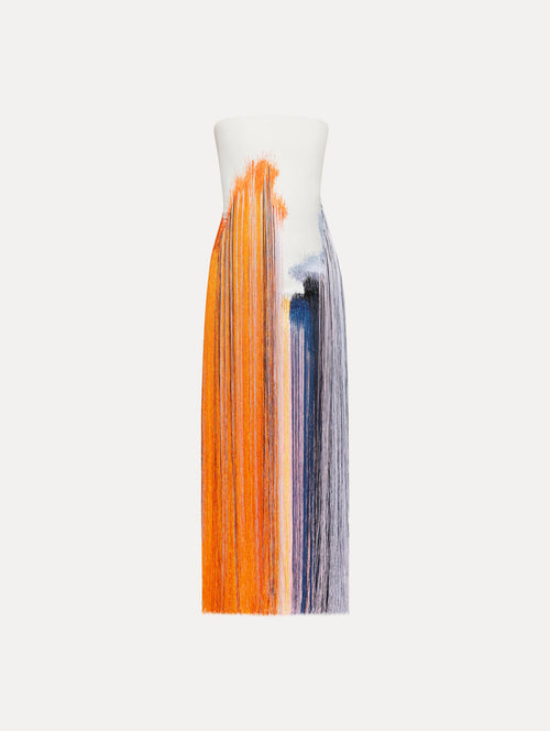 Abstract Brushstroke Fringe Cocktail Dress Front View