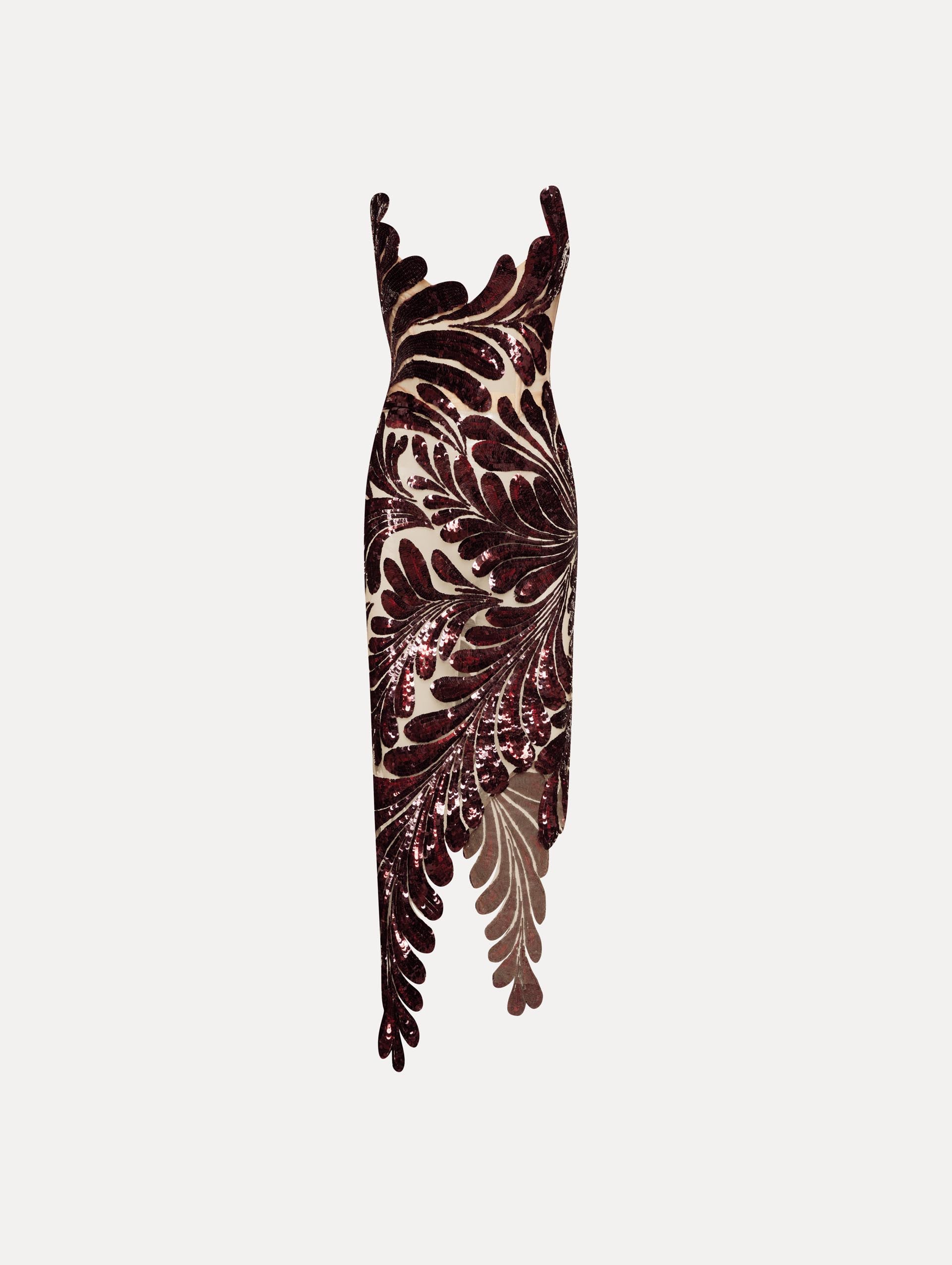 Fern Sequin Embroidered Dress Front View