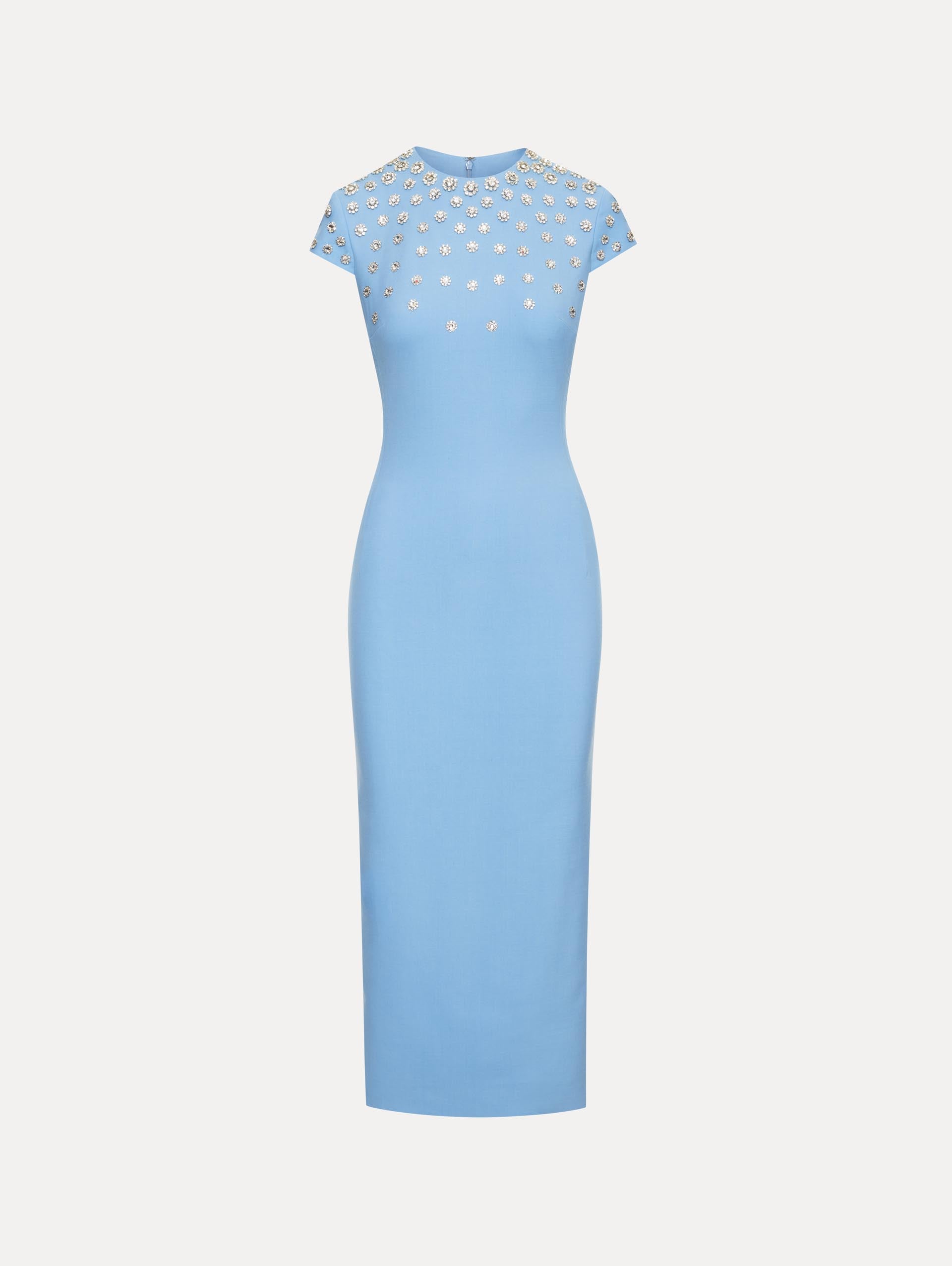 Crystal Embroidered Cap Sleeve Dress Front View