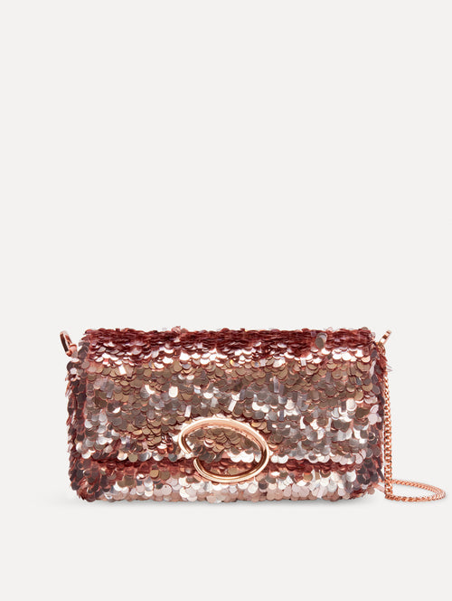 Sequin Embroidered Shoulder Bag Front View