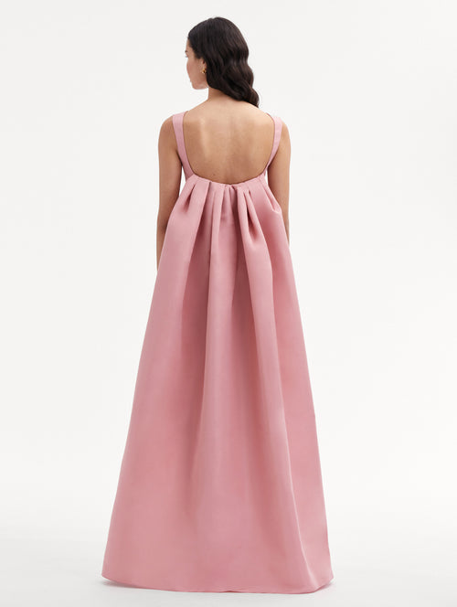 Draped Back Faille Gown Back View