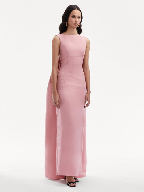 Draped Back Faille Gown Side View