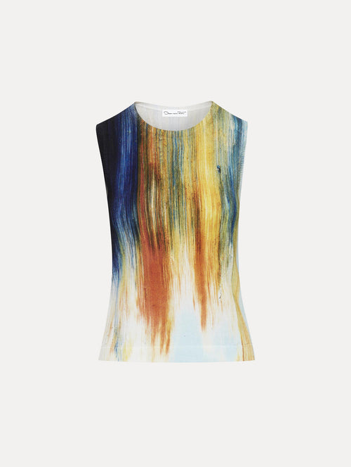 Abstract Brushstroke Printed Tank Front View