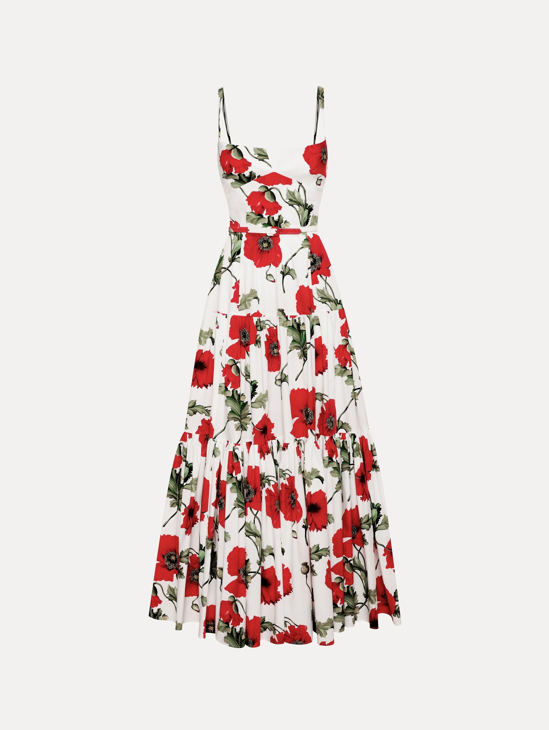 Poppy Cotton Poplin Tiered Maxi Dress Front View