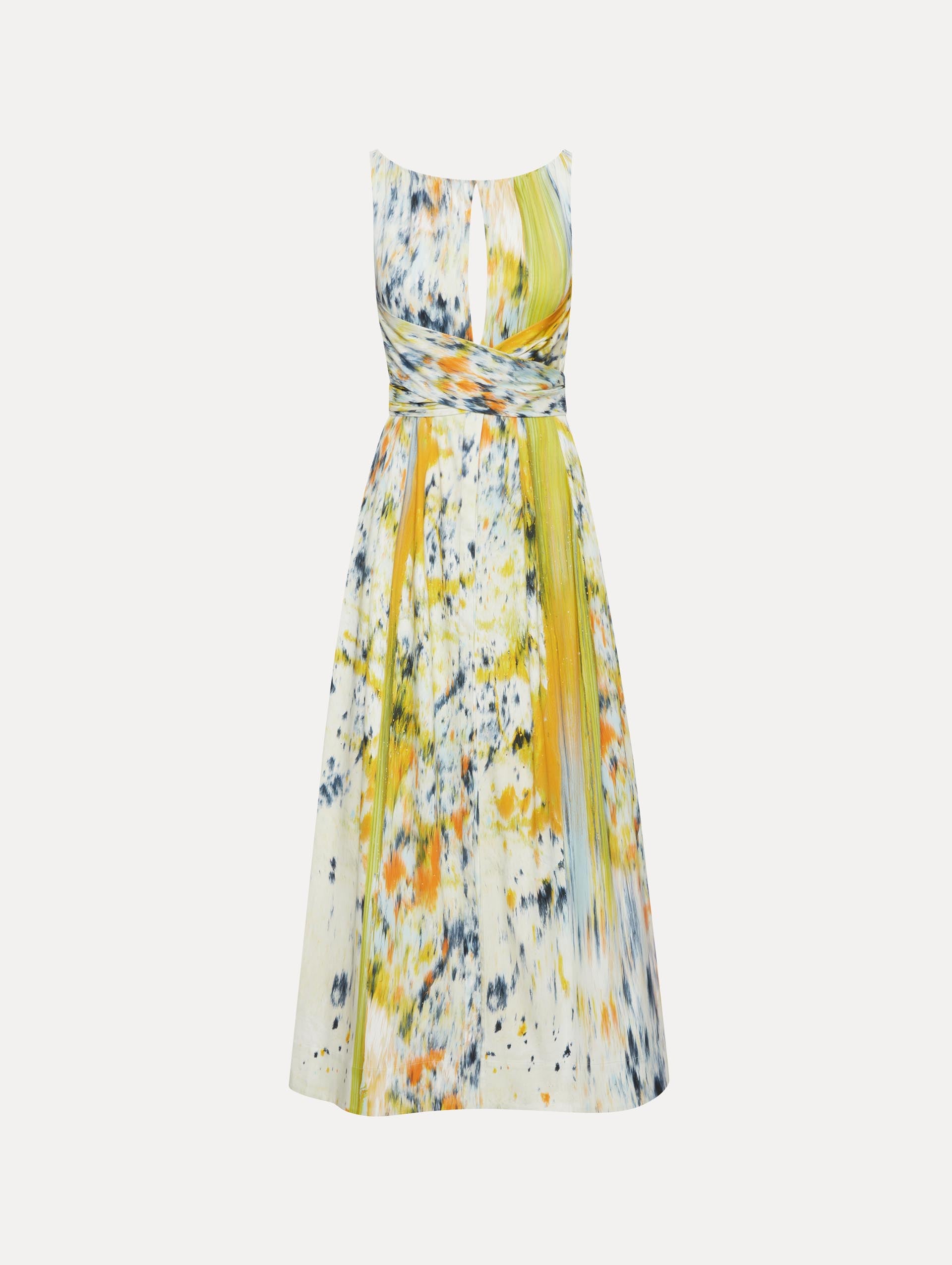 Abstract Brushstroke Cotton Raso Dress Front View