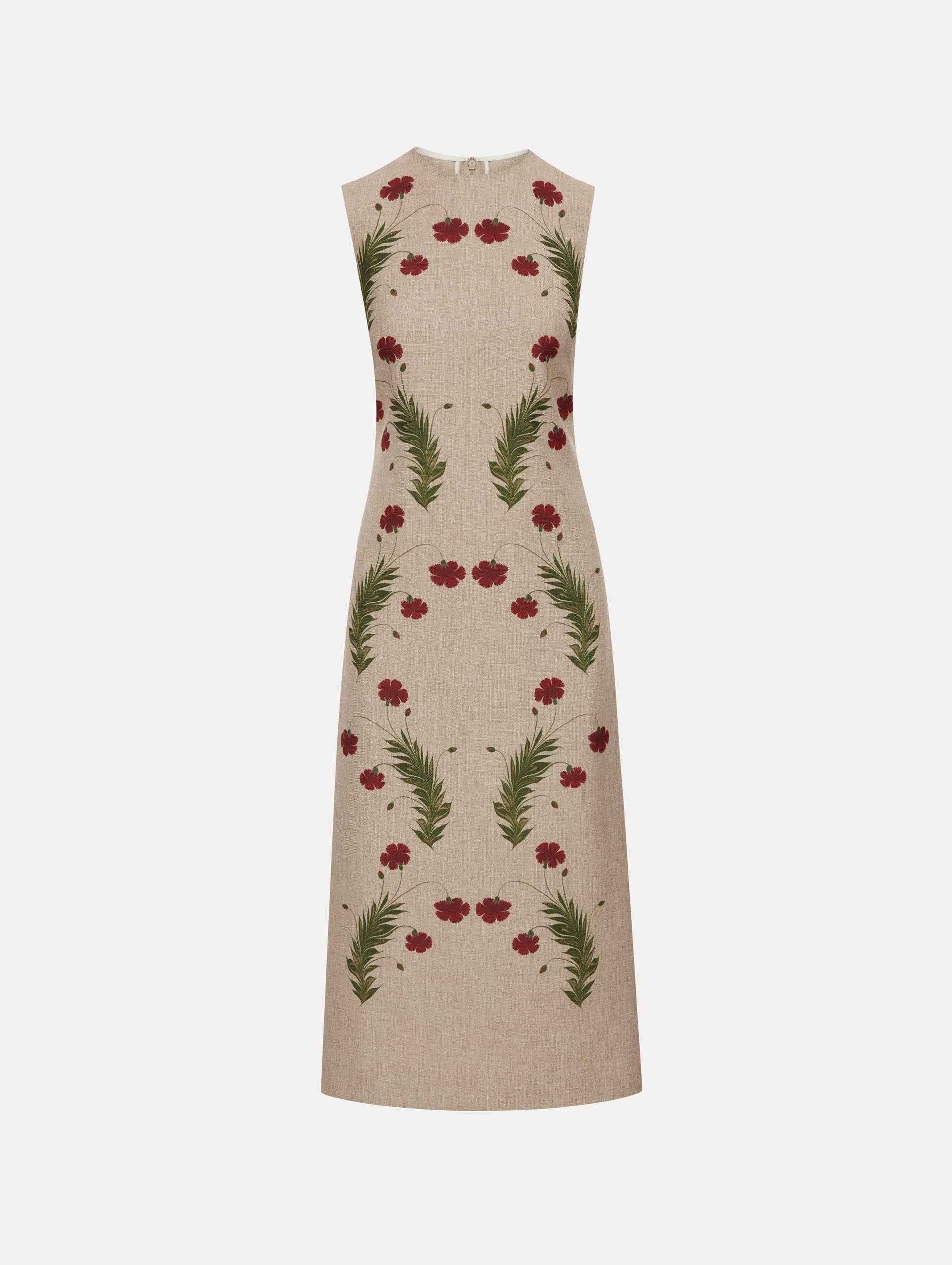 Marbled Carnation Canvas Pencil Dress Front View