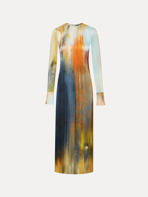 Abstract Brushstroke Marocaine Dress Front View