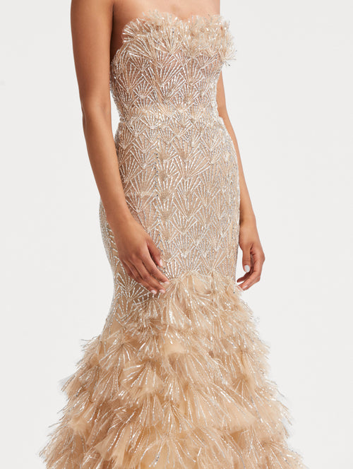 Crystal Embroidered Trumpet Gown Zoom View