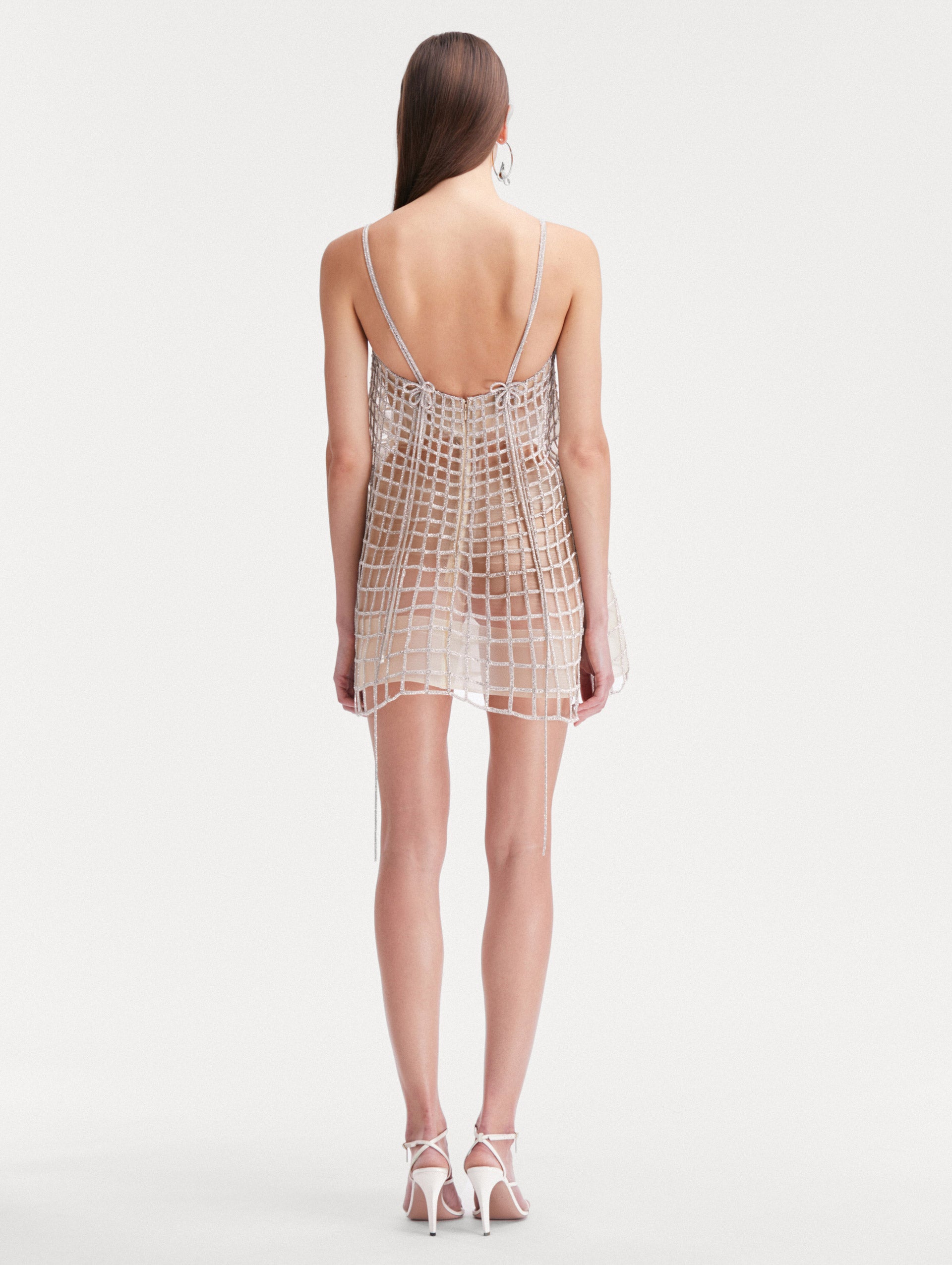 Crystal Grid Trapeze Dress Back View