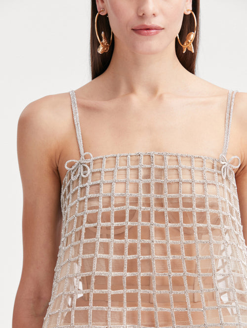 Crystal Grid Trapeze Dress Zoom View