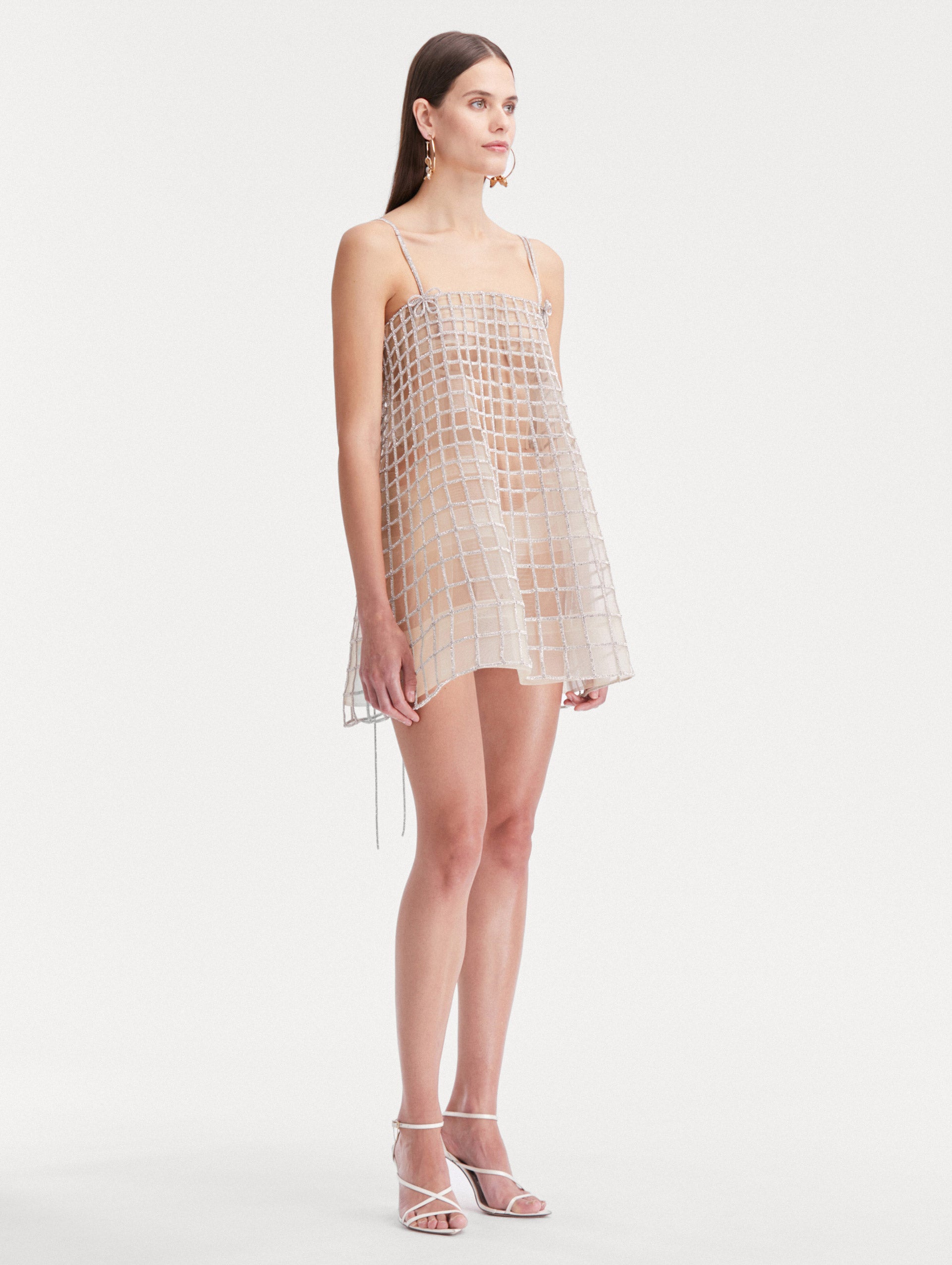 Crystal Grid Trapeze Dress Side View