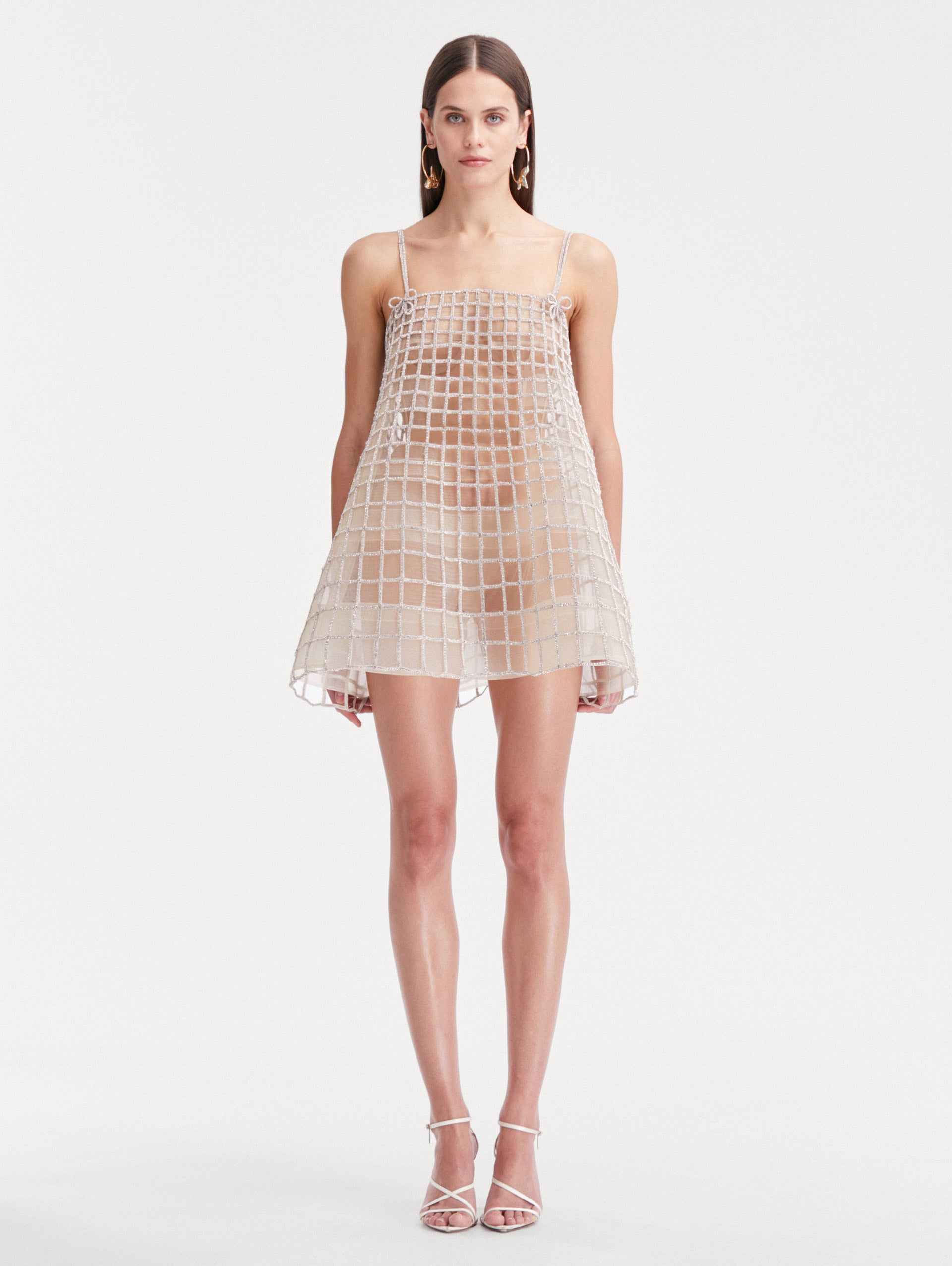 Crystal Grid Trapeze Dress Front View