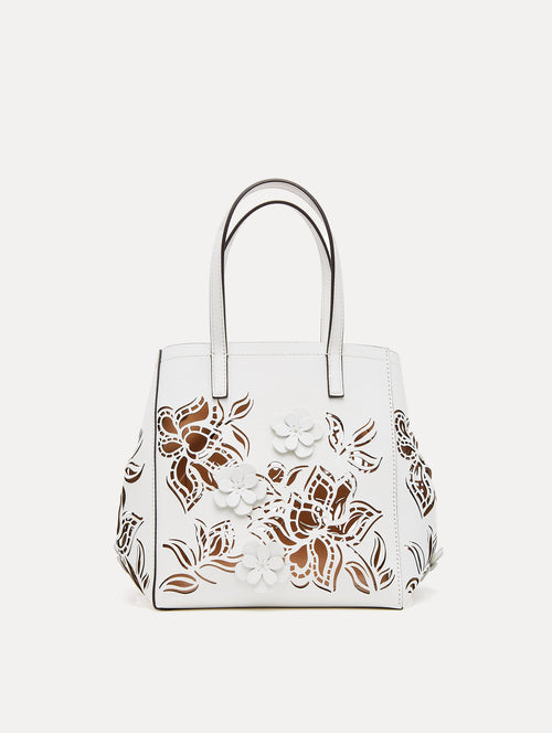 Small Laser Cut Floral Square Tote Front View