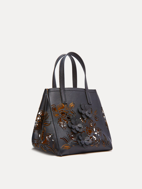 Mini Laser Cut Floral Square Tote Front View