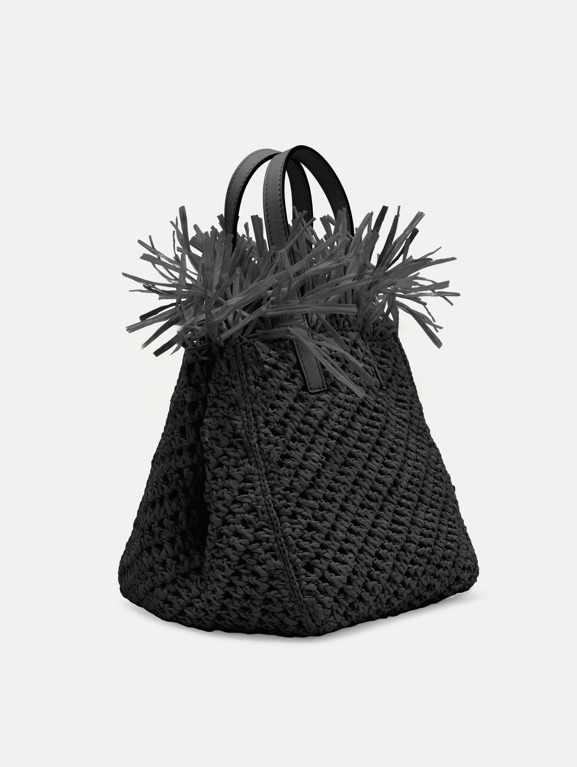 Small Raffia Crochet Square Tote Front View