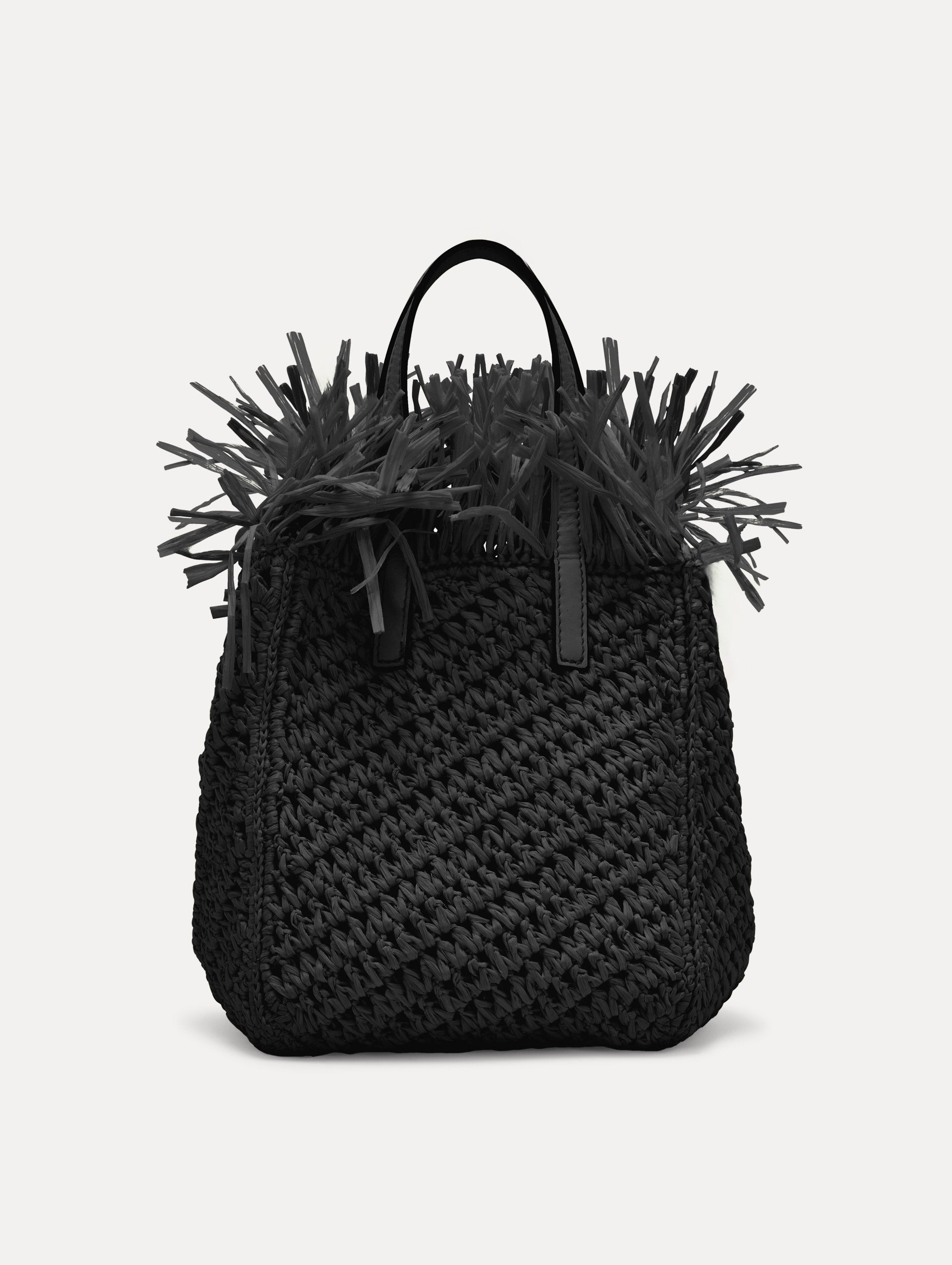 Small Raffia Crochet Square Tote Front View