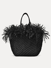 Small Raffia Crochet Square Tote Front View