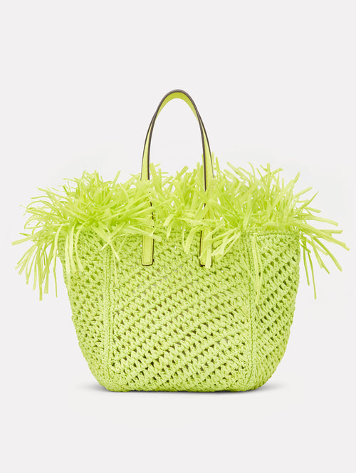 Small Raffia Crochet Square Tote Front View