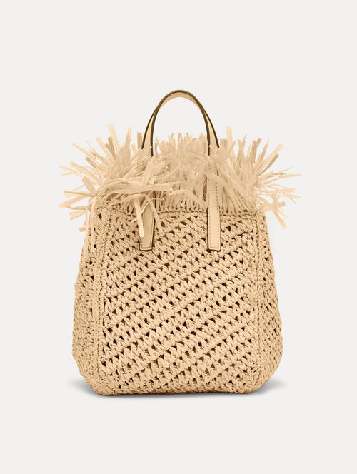 Small Raffia Crochet Square Tote Front View