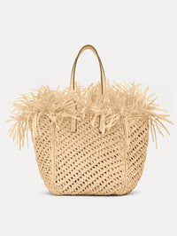 Small Raffia Crochet Square Tote Front View