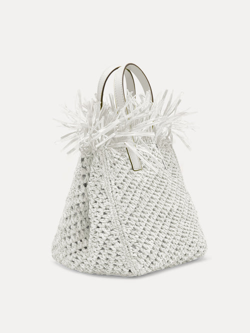 Small Raffia Crochet Square Tote Front View