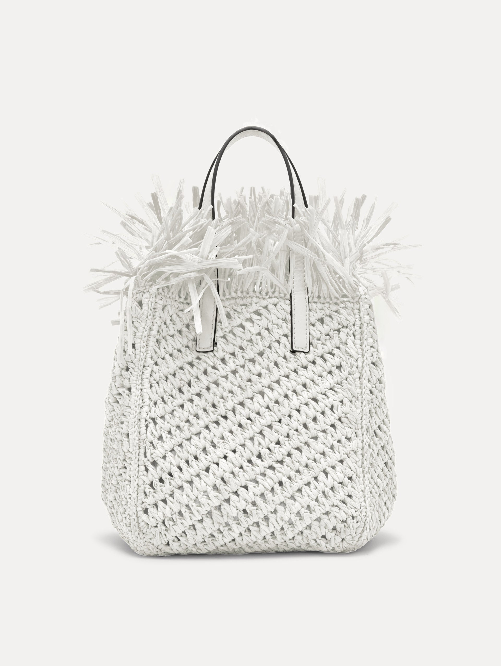 Small Raffia Crochet Square Tote Front View