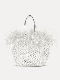 Small Raffia Crochet Square Tote Front View