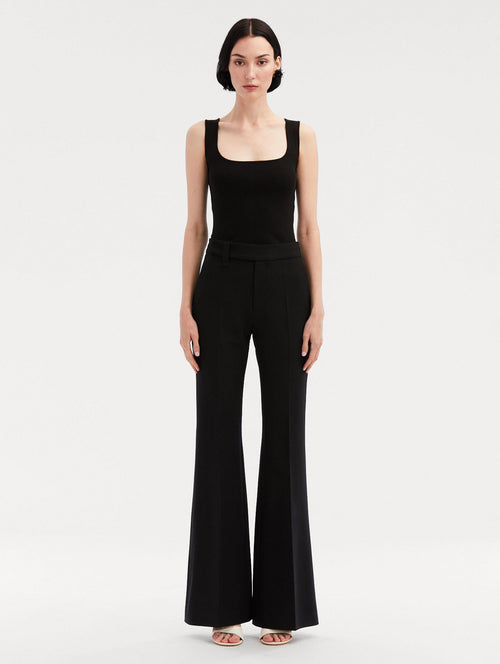 Zip Front Flare Leg Pant Front View