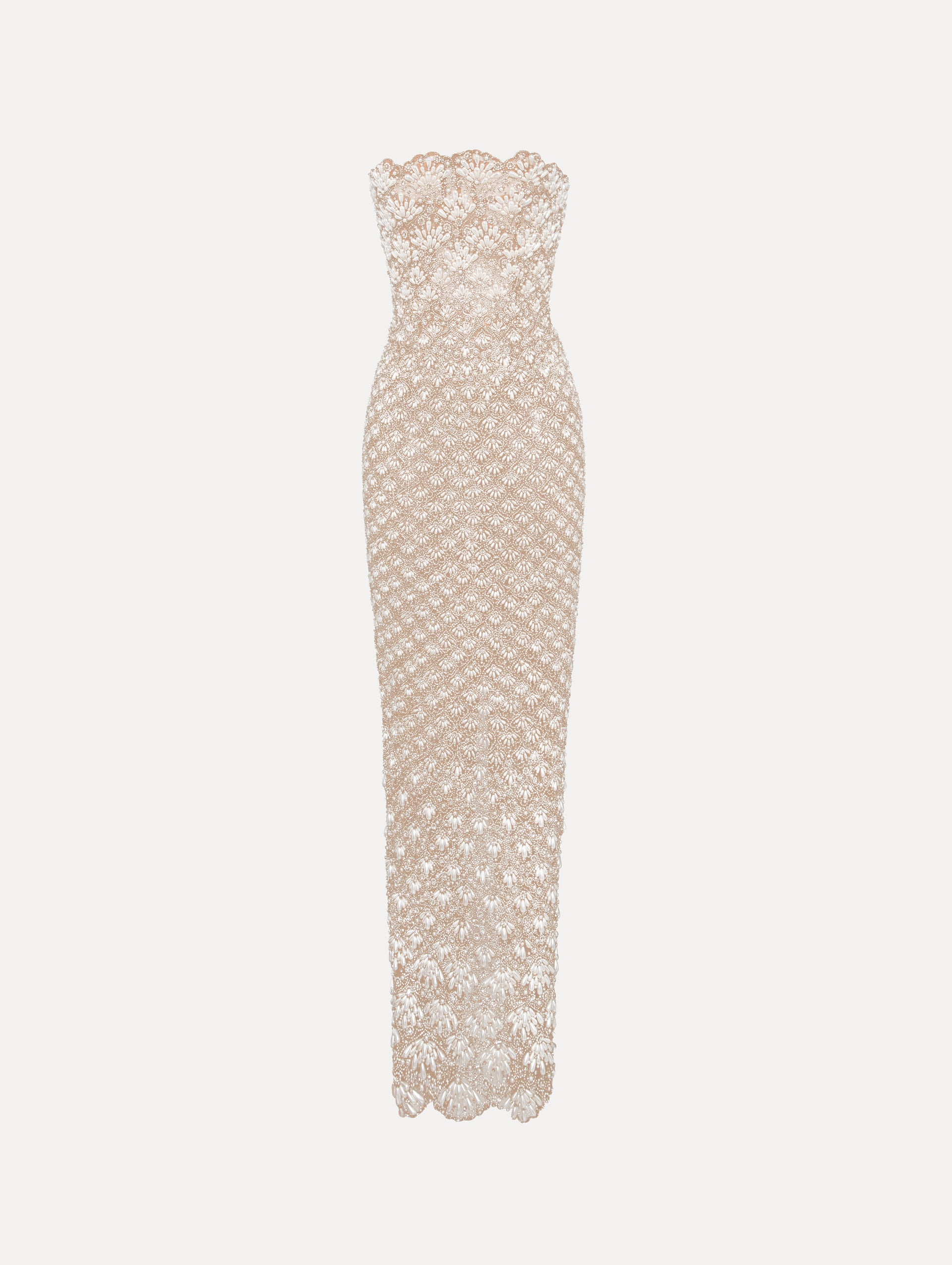 Pearl Embroidered Scallop Gown
Front View