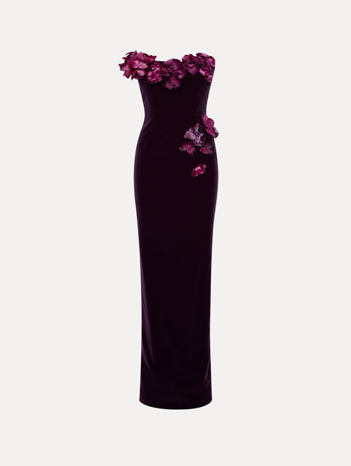 Orchid Embroidered Velvet Gown
Front View