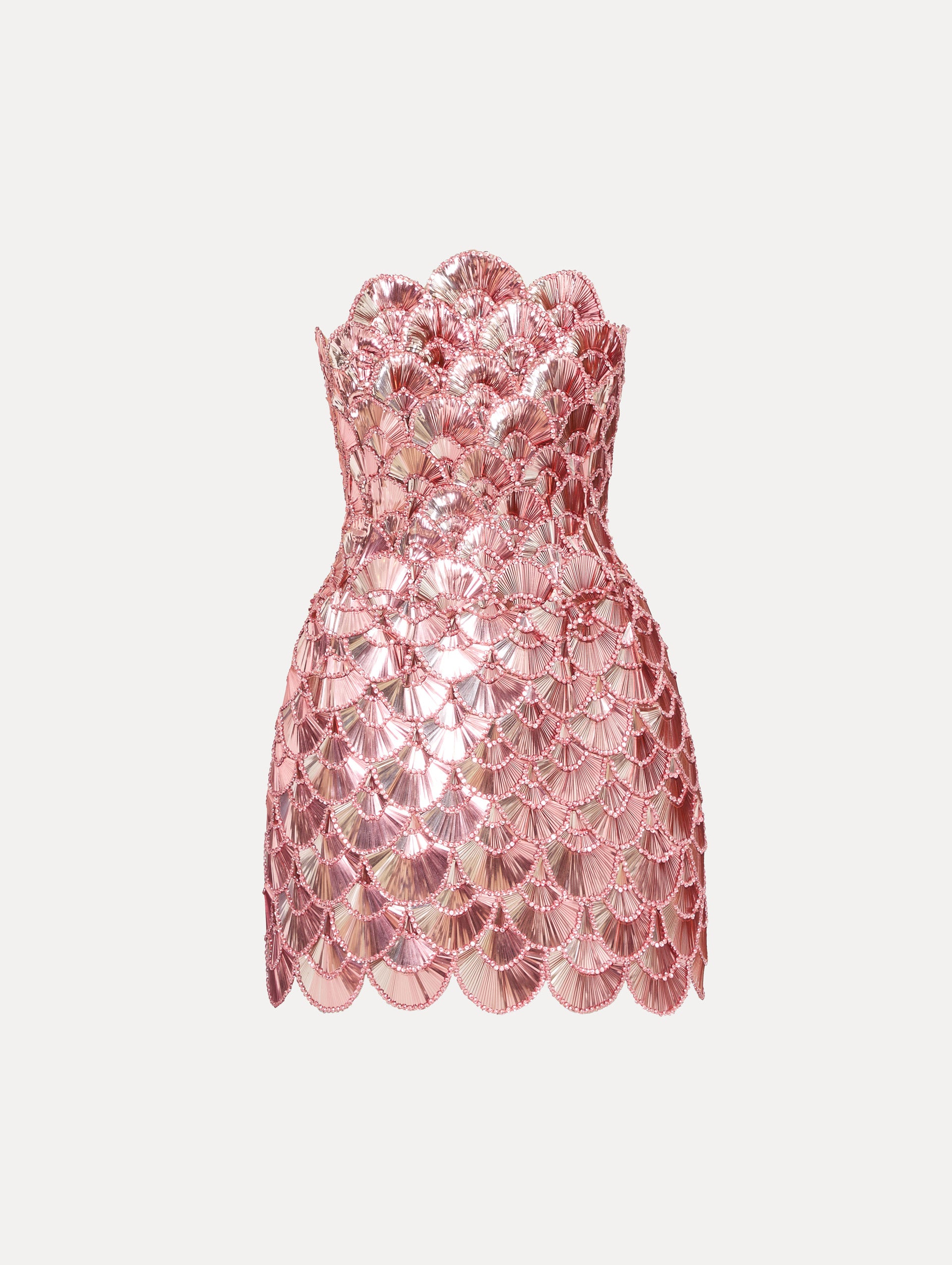 Sequin Scallop Embroidered Dress Front View