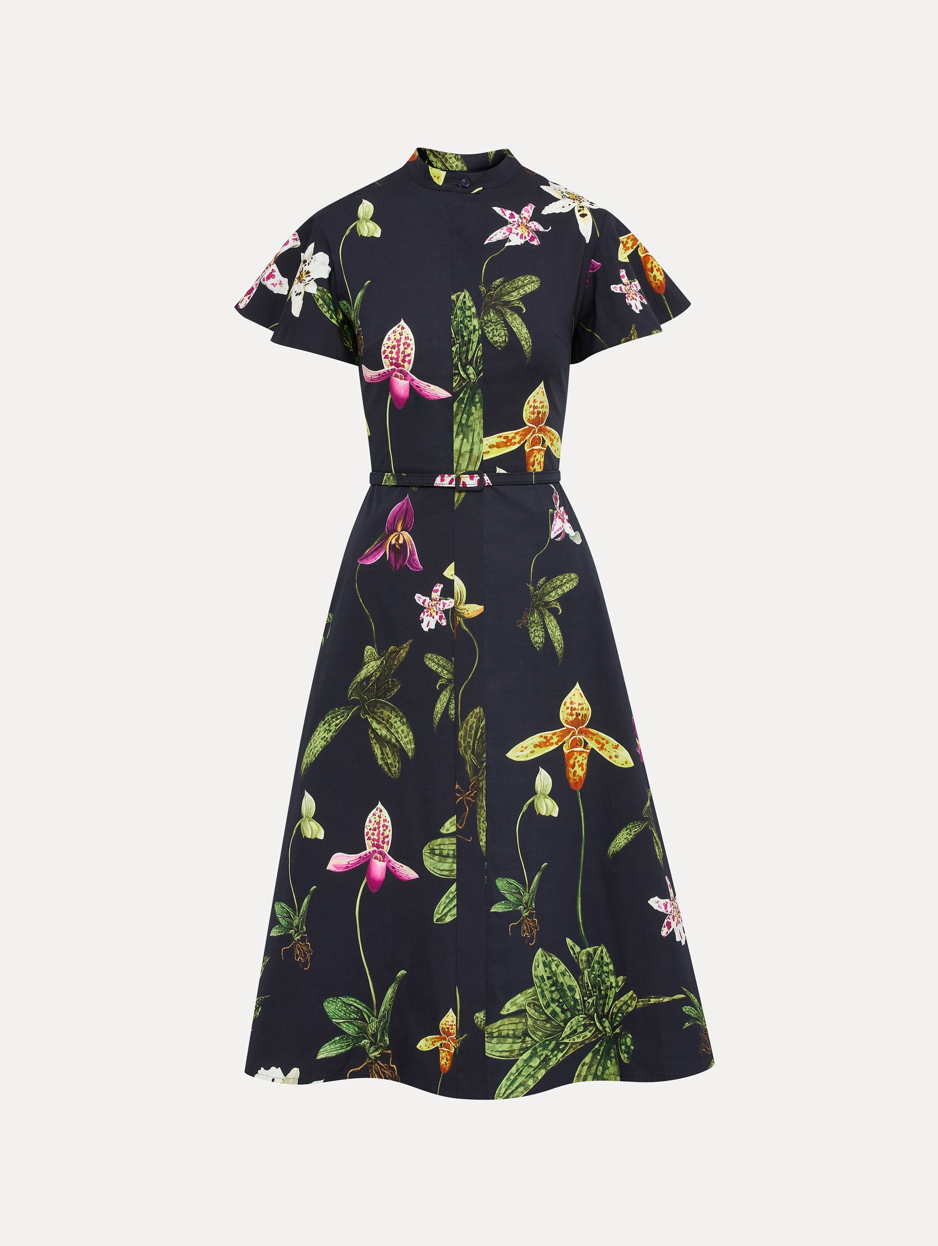 Orchid Cotton Poplin Short Sleeve Dress Front View