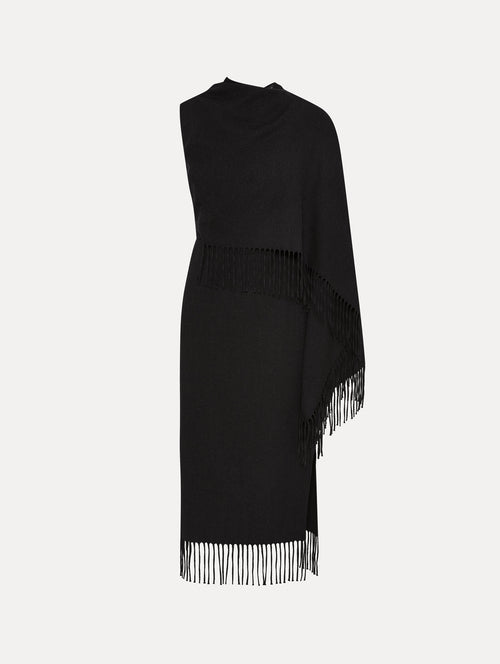 Fringed Cape Midi Dress Front View