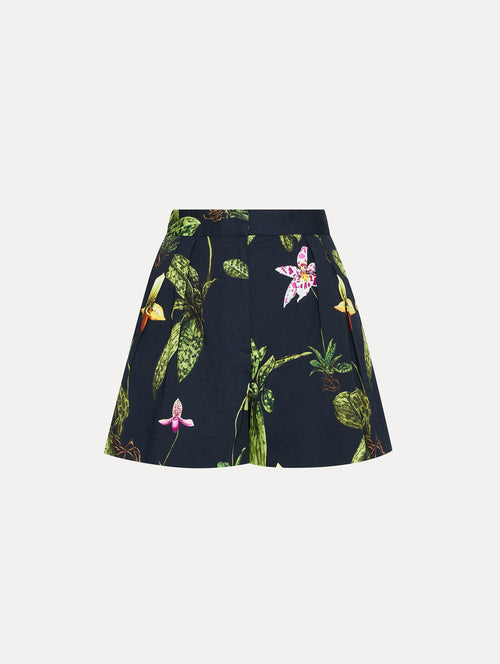 Orchid Cotton Poplin Wide Leg Shorts Front View