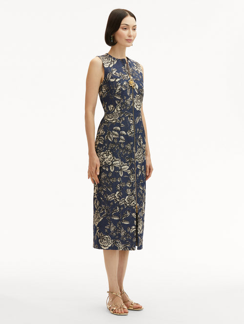 Rose Printed Denim Dress Side View