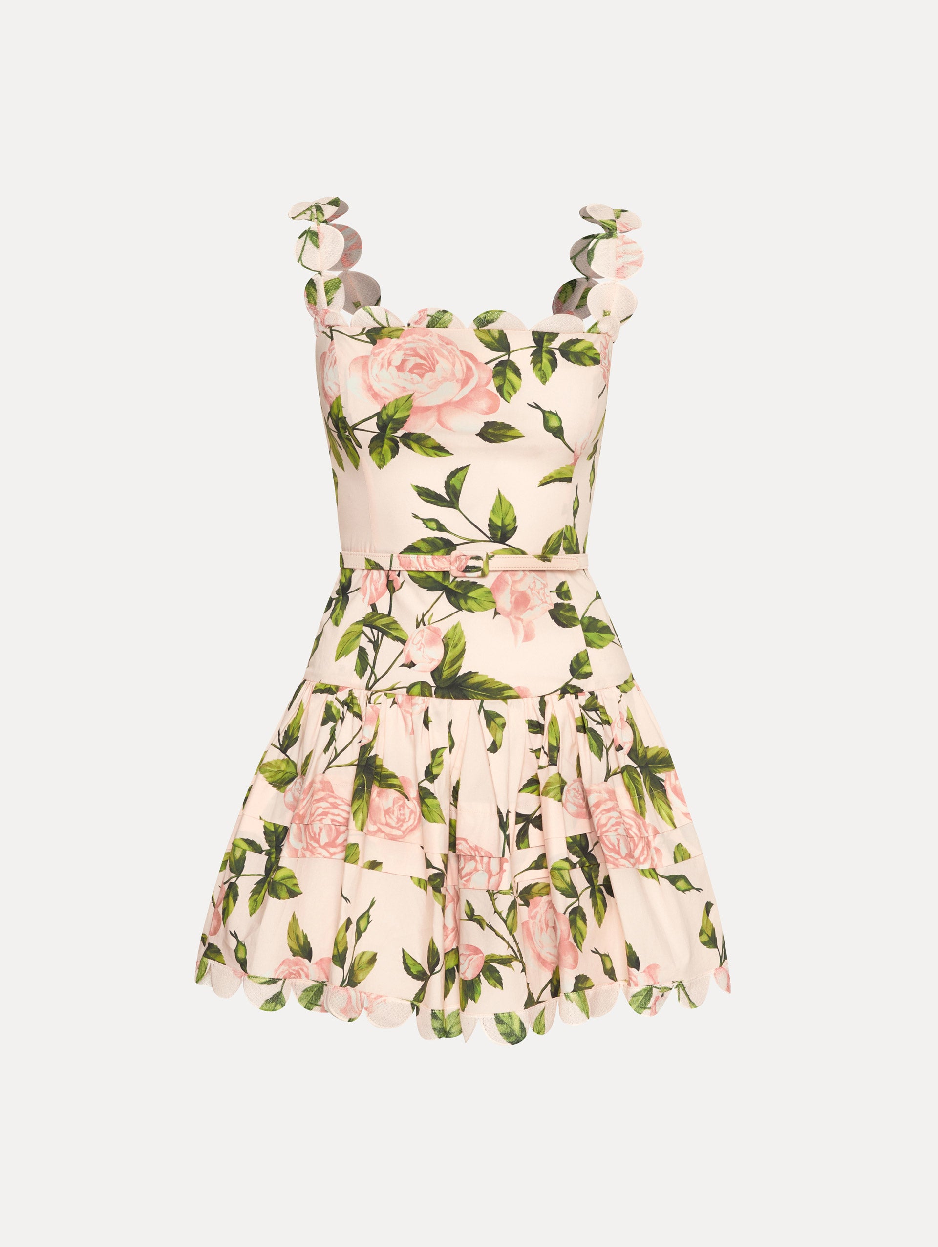 English Rose Cotton Poplin Tiered Dress Front View