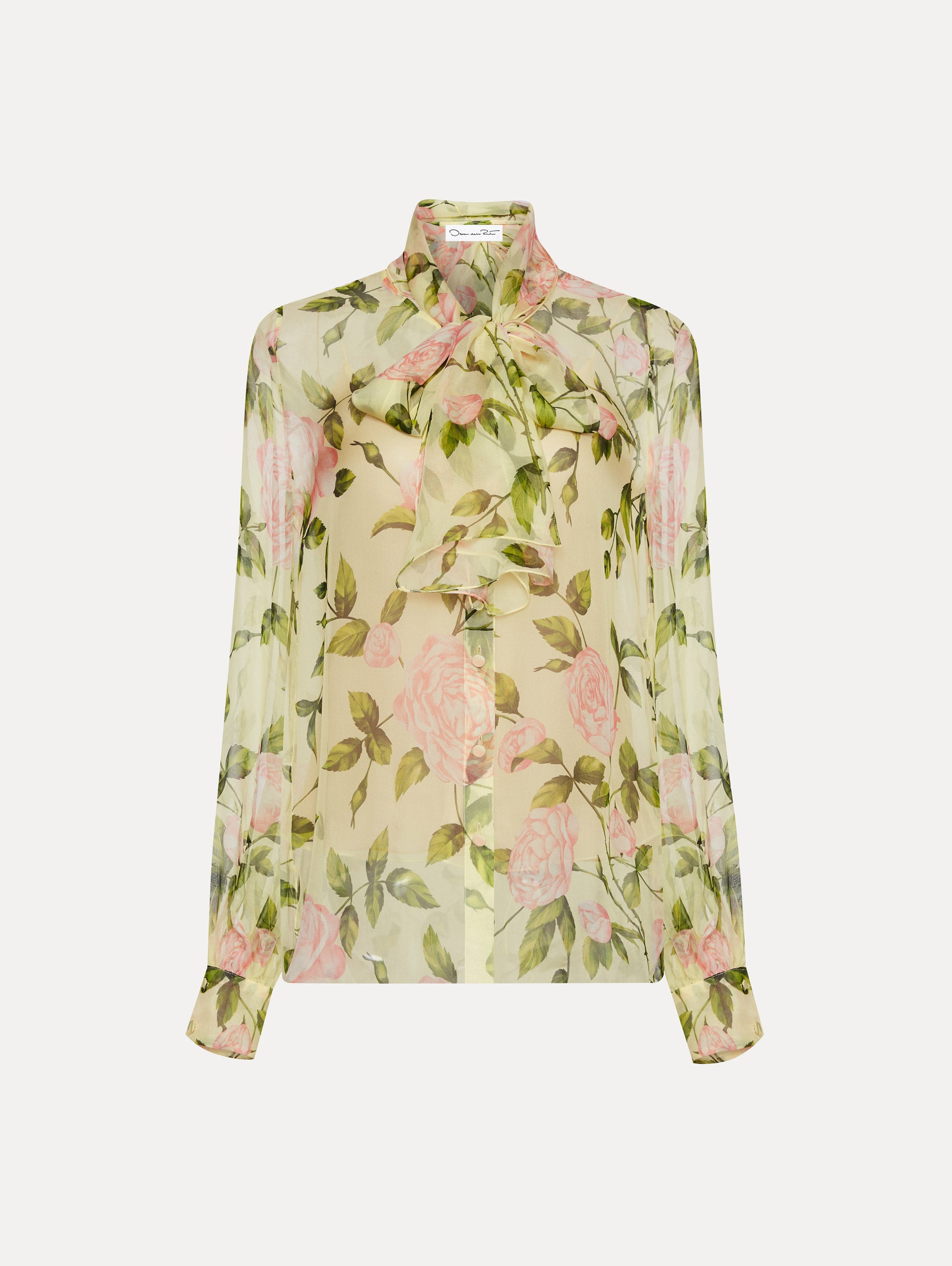 English Rose Silk Chiffon Blouse Front View