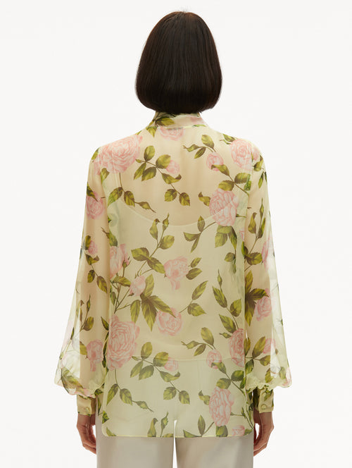 English Rose Silk Chiffon Blouse Back View