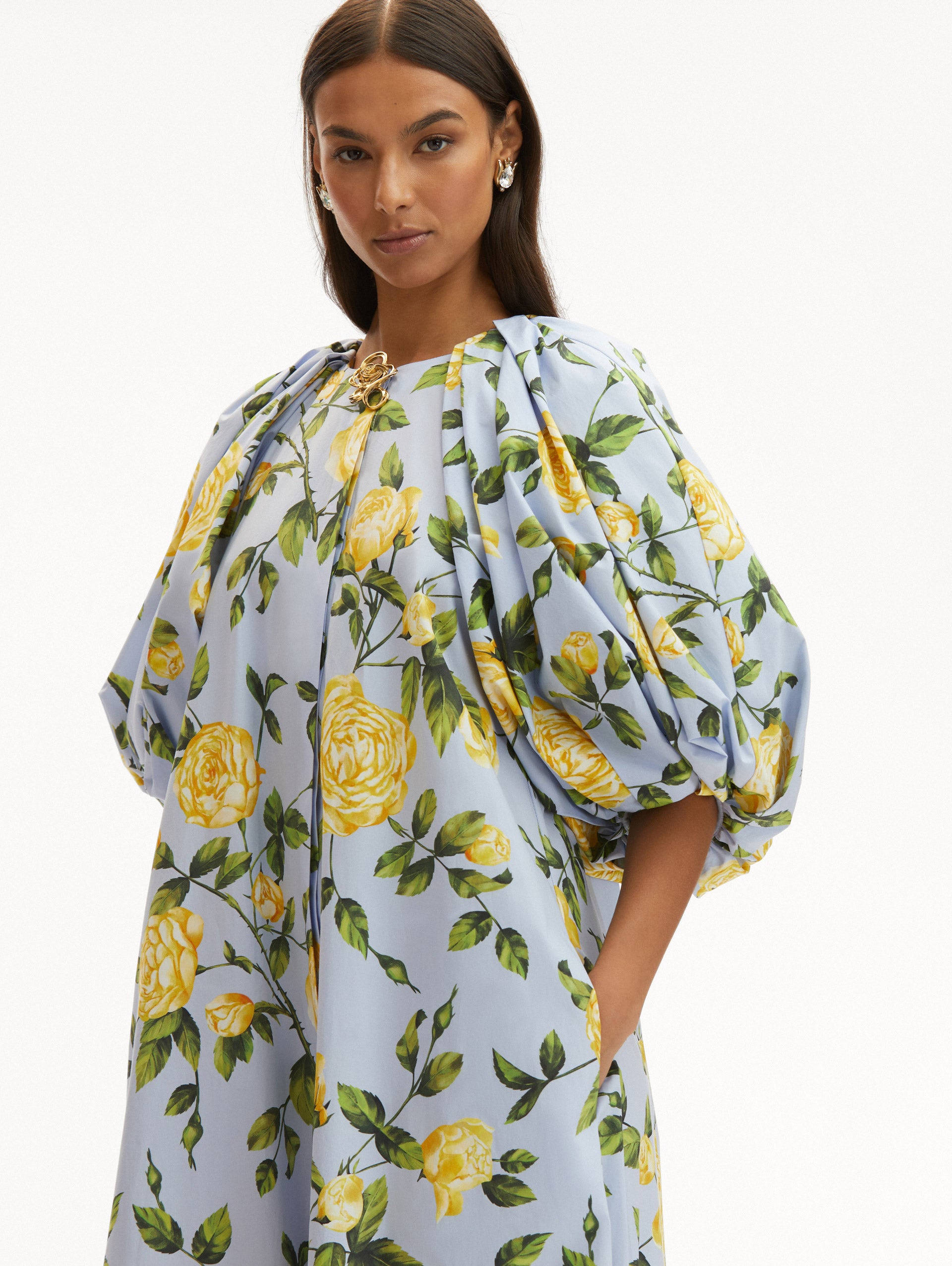 English Rose Cotton Poplin Caftan Zoom View