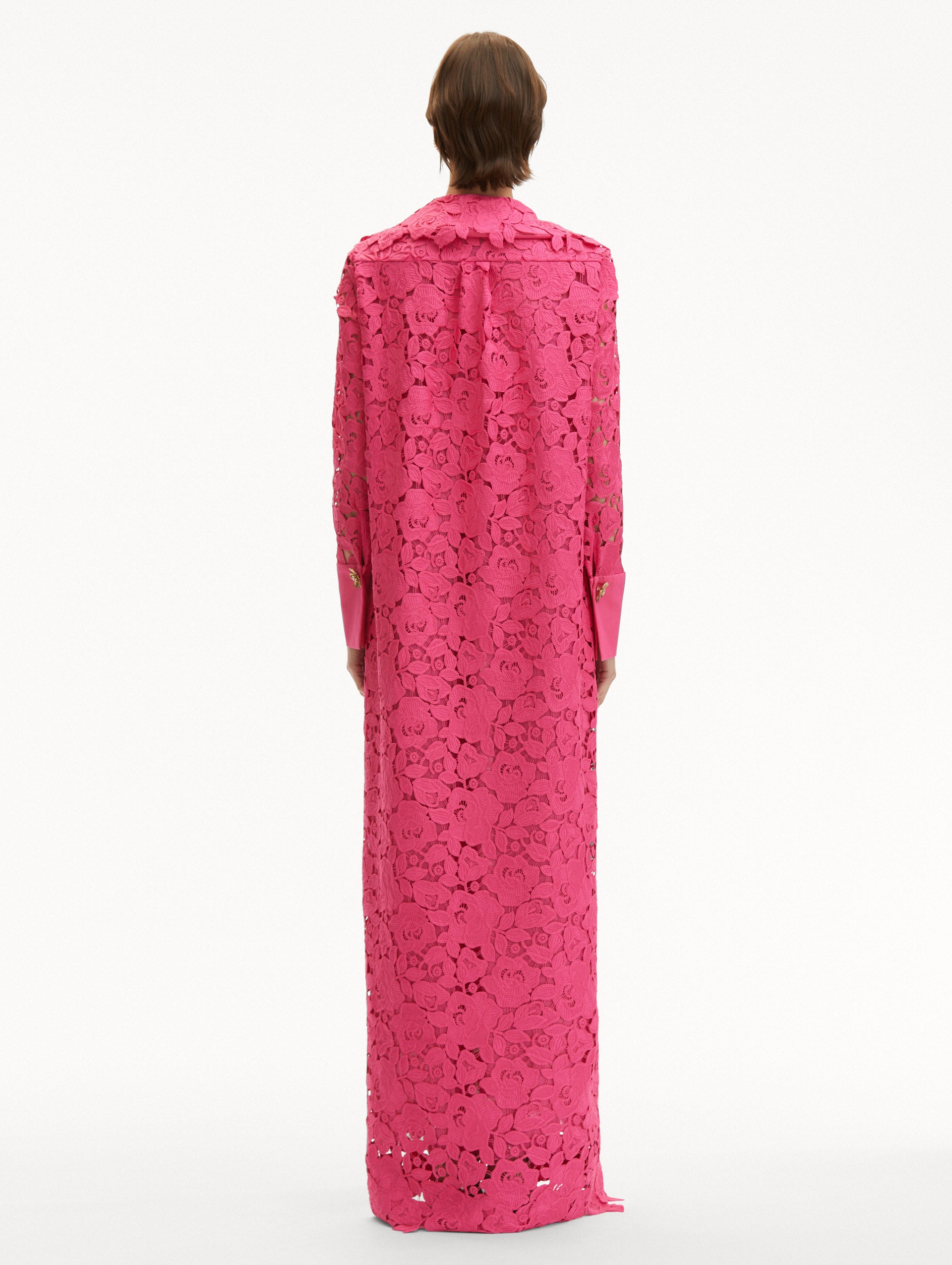 English Rose Guipure Long Sleeve Gown Back View