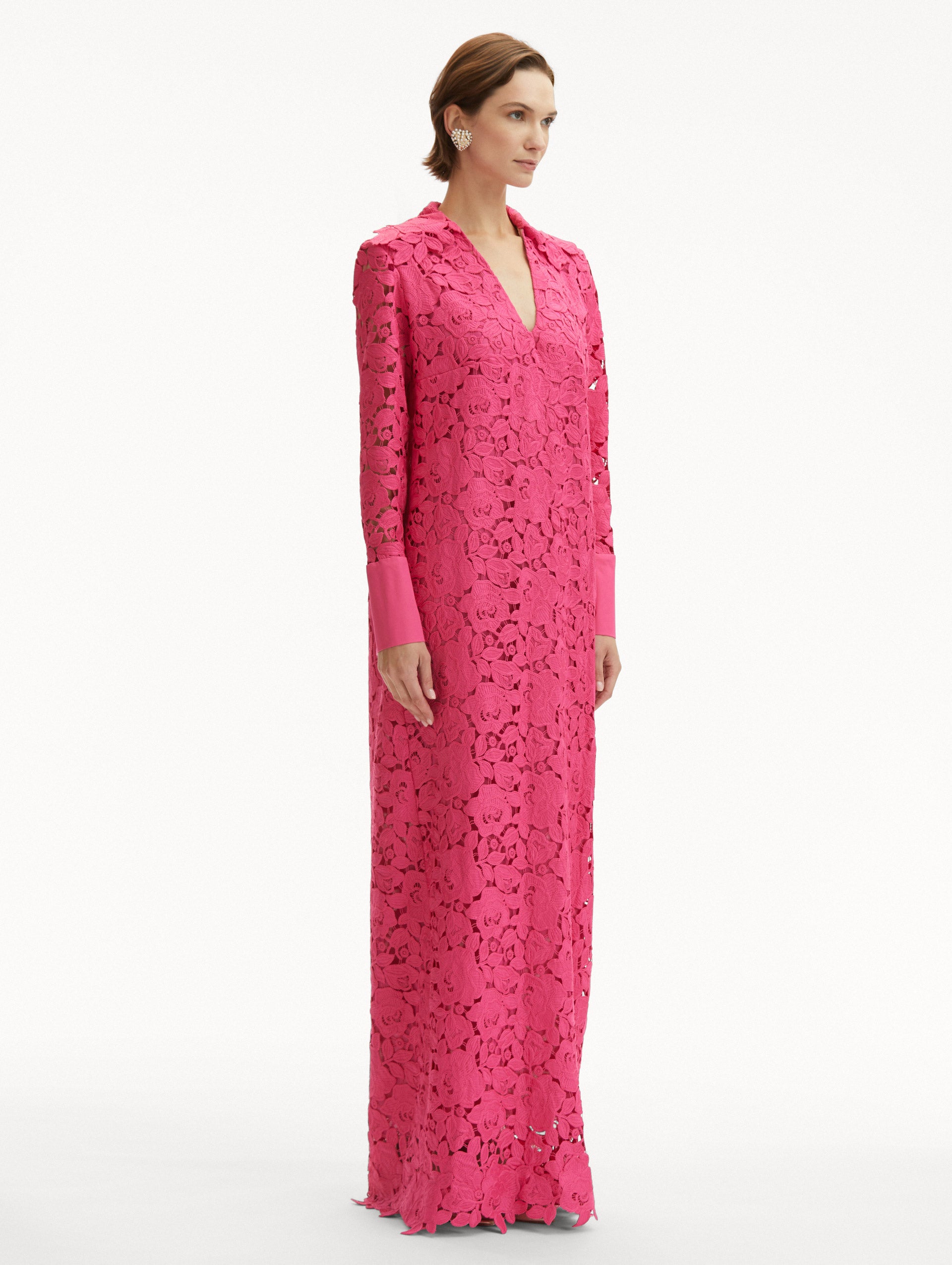 English Rose Guipure Long Sleeve Gown Front View