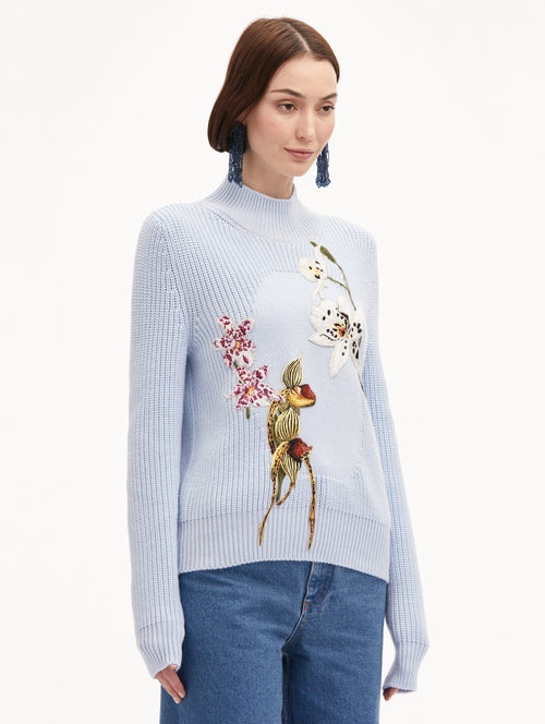 Orchid Embroidered Portrait Pullover
Side View