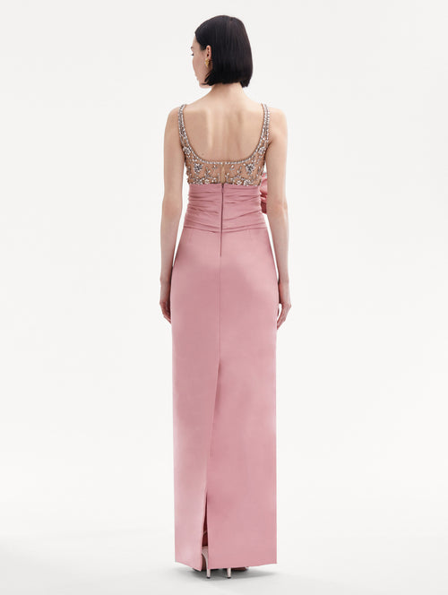 Crystal Embroidered Faille Gown Back View