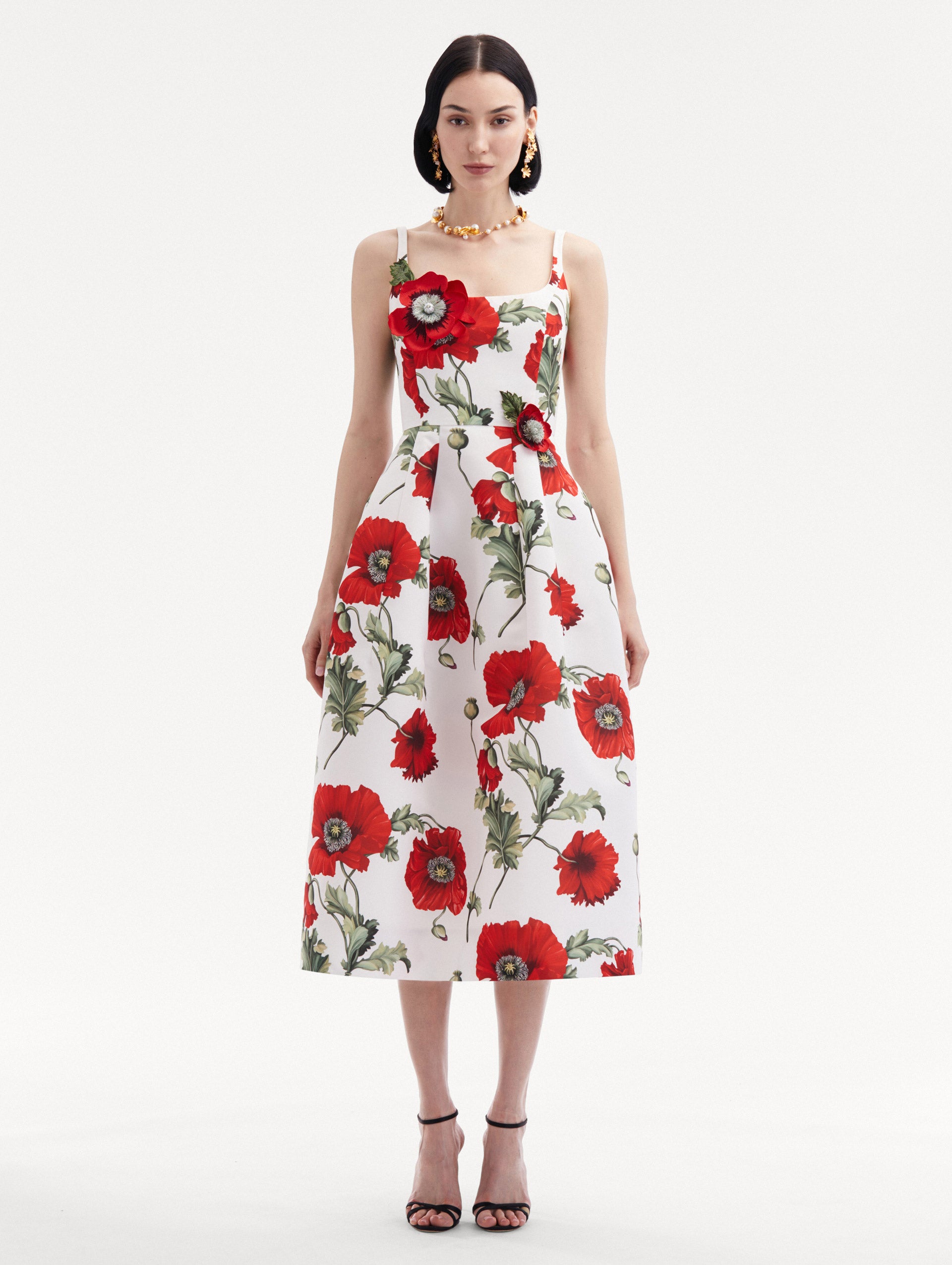 Poppy Embroidered Scoop Neck Dress Front View