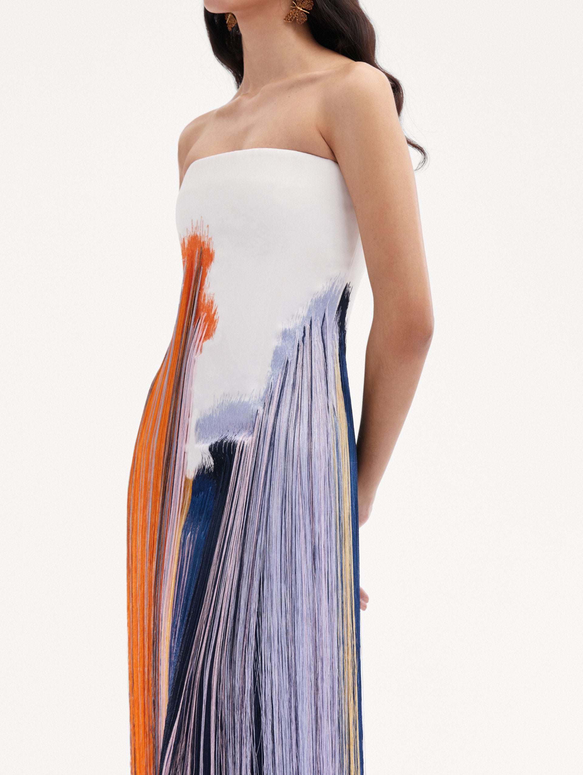 Abstract Brushstroke Fringe Cocktail Dress Zoom View