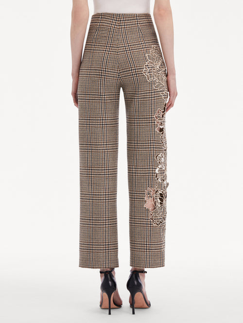 Peony Guipure Applique Plaid Pant Back View