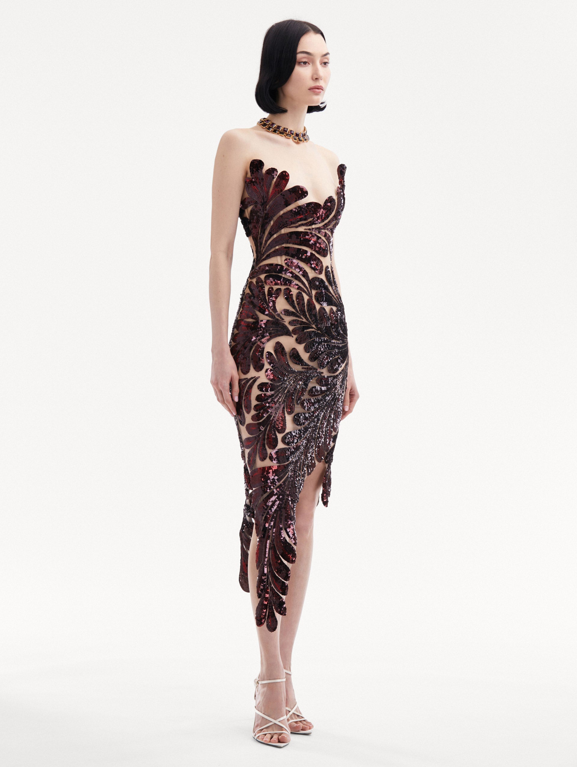 Fern Sequin Embroidered Dress Side View