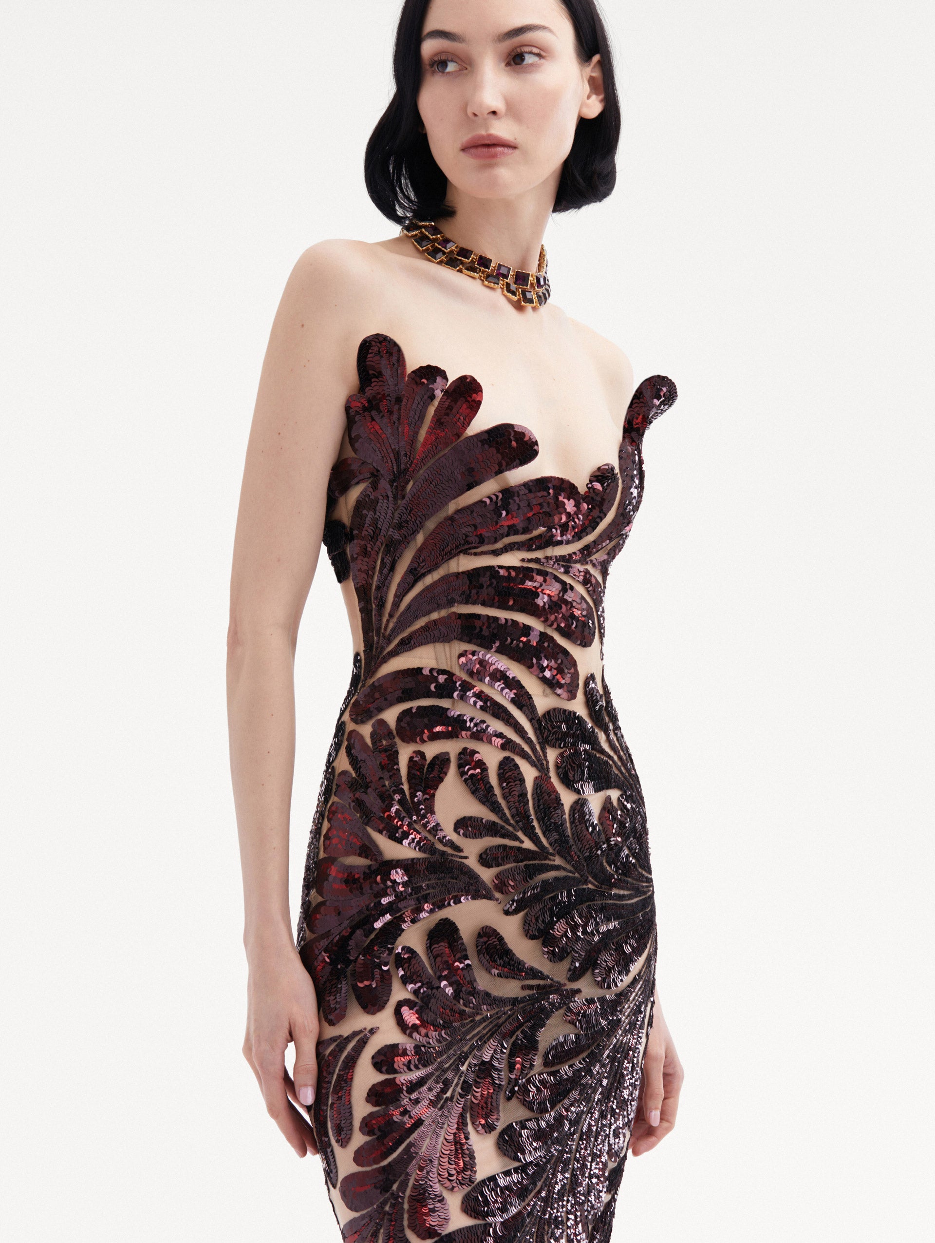 Fern Sequin Embroidered Dress Zoom View