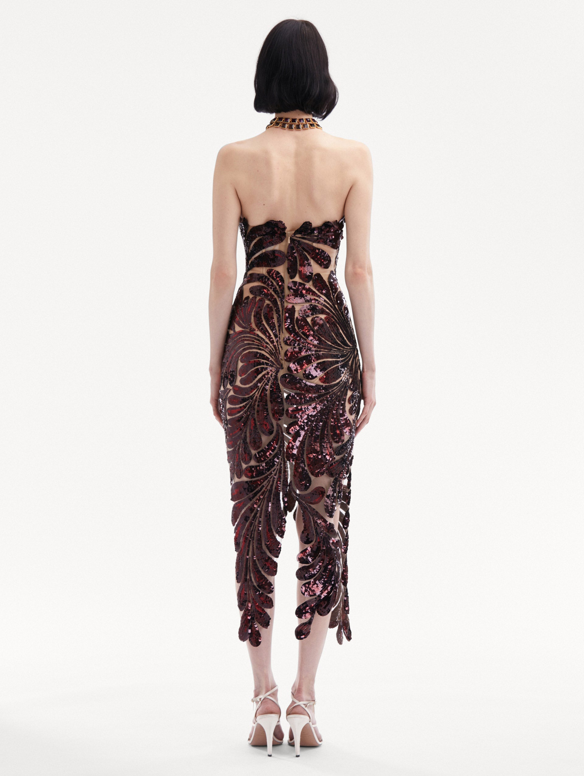 Fern Sequin Embroidered Dress Back View