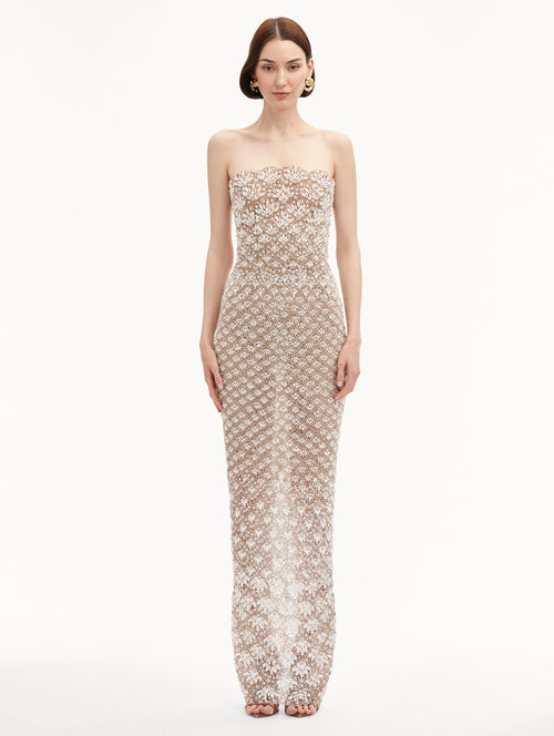 Pearl Embroidered Scallop Gown
Front View